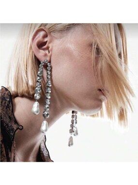 Seraphina Crystal Waterfall Pearl Drop Couture Earrings